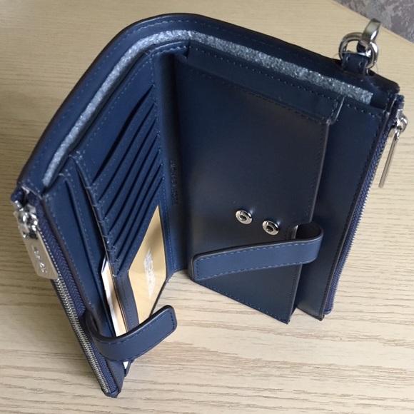 Michael Kors Navy Double Zip Phone Wallet Wristlet - Picture 7 of 10